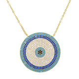 Evil Eye Round Neckalce Paved And Cz Necklace