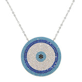 Evil Eye Round Neckalce Paved And Cz Necklace