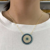 Evil Eye Round Neckalce Paved And Cz Necklace