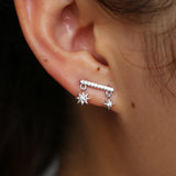 925 Sterling Silver Double Star Snowflake Earring Wedding Jewelry