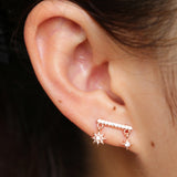 925 Sterling Silver Double Star Snowflake Earring Wedding Jewelry