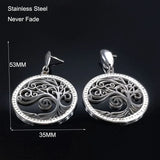 Tree of Life Crystal Stainless Steel Earrings for Women