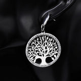 Tree of Life Crystal Stud Earrings Silver Jewelry E14S03