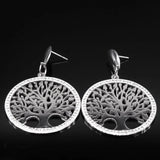 Tree of Life Crystal Stud Earrings Silver Jewelry E14S03