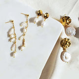 Baroque Pearl Drop Dangle Earrings Women Statement Sweet Stud Mother's Gift
