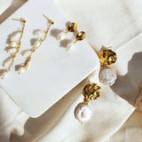 Baroque Pearl Drop Dangle Earrings Women Statement Sweet Stud Mother's Gift