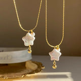 Shell Pearl Star Pentagram Charms Pendant Necklace for Women