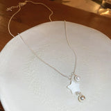 Shell Pearl Star Pentagram Charms Pendant Necklace for Women