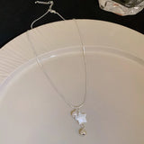 Shell Pearl Star Pentagram Charms Pendant Necklace for Women
