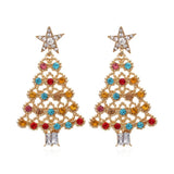 Colorful Crystal Santa Claus Elk Christmas Tree Earrings for Women Girls