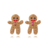 Colorful Crystal Santa Claus Elk Christmas Tree Earrings for Women Girls
