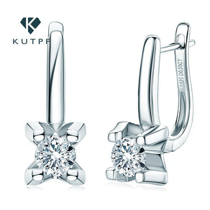 Moissanite Dangle Huggie Earring 0.5ct 925 Sterling Silver Hoop