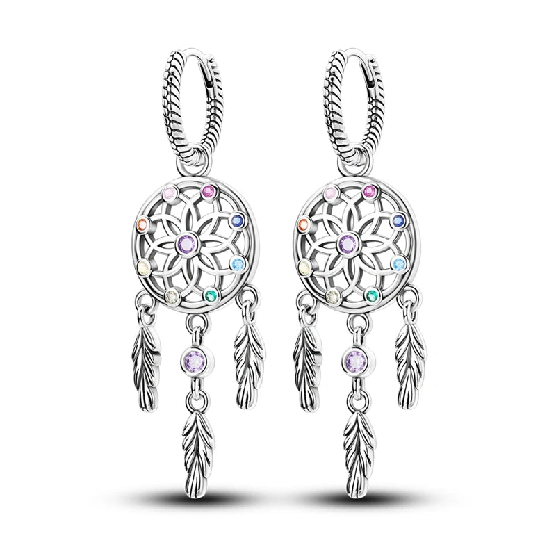 925 Silver Travel Magic Eye Hoop Earrings CZ Zircon Earing Jewelry