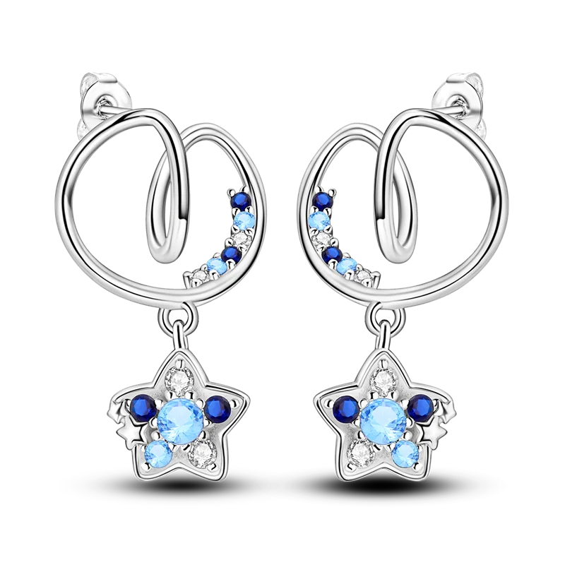 925 Silver Travel Magic Eye Hoop Earrings CZ Earing Jewelry