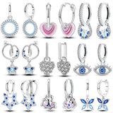 925 Silver Travel Magic Eye Hoop Earrings CZ Earing Jewelry