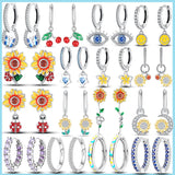 925 Silver Chrysanthemum Lady Earrings Wedding Party Jewelry