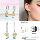 925 Silver Chrysanthemum Lady Earrings Wedding Party Jewelry