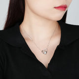 Zircon Mother's Love Hug Heart Necklace Sterling Silver 925