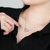 Zircon Mother's Love Hug Heart Necklace Sterling Silver 925