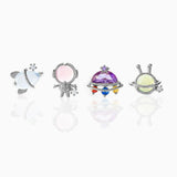 925 Sterling Silver Astronaut Space Women Girl Charm Stud Earring Set