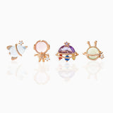 925 Sterling Silver Astronaut Space Women Girl Charm Stud Earring Set