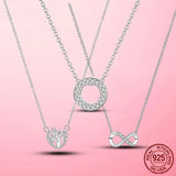 CZ Circle Link Necklace 925 Silver Jewelry Collar