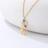Sterling Silver Colorful Enamel Balloon Mother Daughter Pendant Necklace