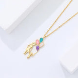 Sterling Silver Colorful Enamel Balloon Mother Daughter Pendant Necklace