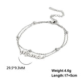 Layered Titanium Text Mama Bracelet Women Stacked Stainless Steel Mother's Gift