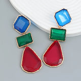 Colorful Square Water Drop Resin Earrings Statement Party Jewelry
