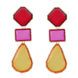 Colorful Square Water Drop Resin Earrings Statement Party Jewelry
