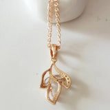 Leaf Shape Pendant Necklace Rose 585 Jewelry 21X15MM