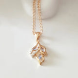 Leaf Shape Pendant Necklace Rose 585 Jewelry 21X15MM