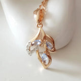 Leaf Shape Pendant Necklace Rose 585 Jewelry 21X15MM