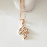 Leaf Shape Pendant Necklace Rose 585 Jewelry 21X15MM