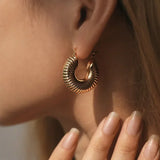 Chunky Hoop Earrings 18K Plated Stainless Steel Waterproof