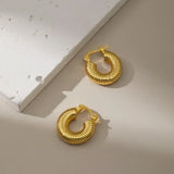 Chunky Hoop Earrings 18K Plated Stainless Steel Waterproof