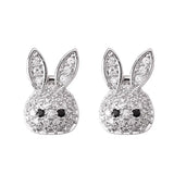 925 Silver Rabbit Earrings with Austrian Crystal