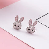 925 Silver Rabbit Earrings with Austrian Crystal