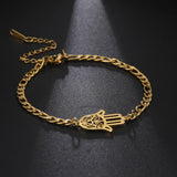 Hamsa Hand Stainless Steel Chain Bracelet Women