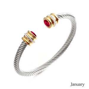 Colorful Zircon Birthstone Cuff Bracelet - Birthday Gift