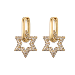 Zircon Star Geometric Hoop Earrings for Women