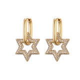 Zircon Star Geometric Hoop Earrings for Women