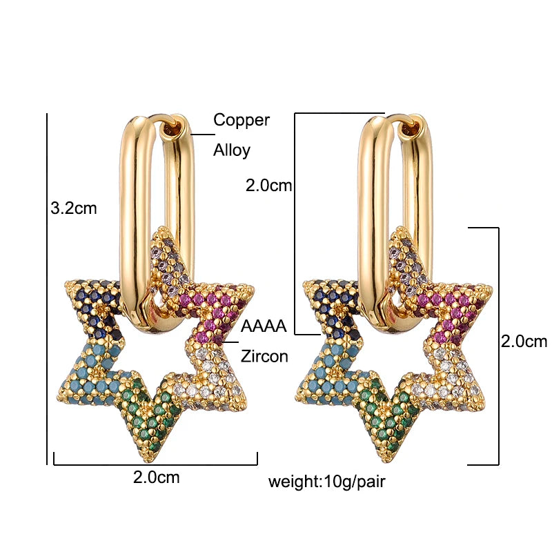 Zircon Star Geometric Hoop Earrings for Women