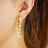 Evil Eye Cz Charm Huggie Hoop Earring Delicate Floating CZ Star