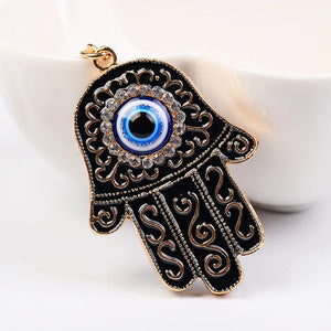 Evil Eye Keychain Fatima Hand Charm Vintage Keyring Car Pendant