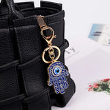 Evil Eye Keychain Fatima Hand Charm Vintage Keyring Car Pendant