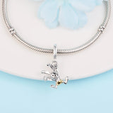 Valentine 100th Anniversary Rabbit Dangle Bead 925 Silver DIY Fits