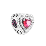 DIY Sparkling Heart Charm Bead 925 Silver Beads for Jewelry Making Bracelets