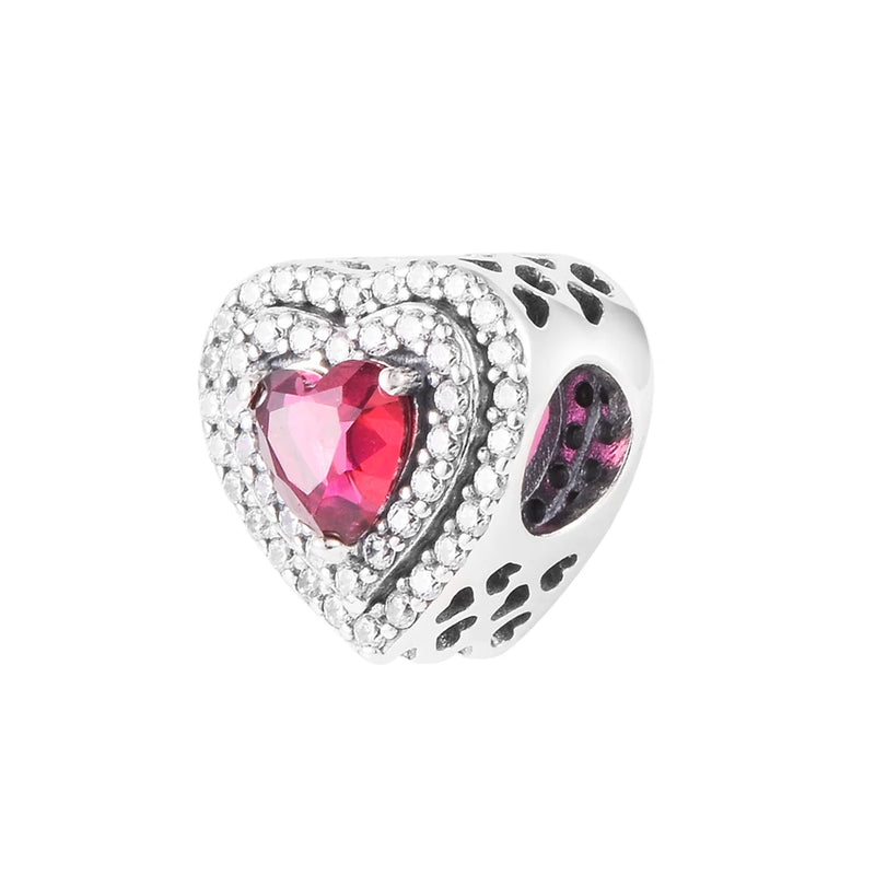 DIY Sparkling Heart Charm Bead 925 Silver Beads for Jewelry Making Bracelets